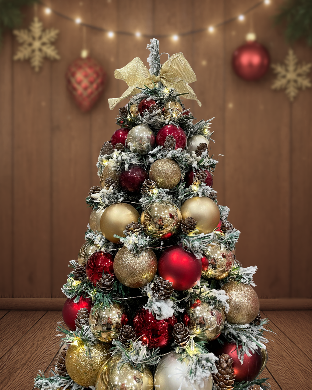 Albero Innevato Bordeaux e Oro - 56cm